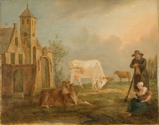 Petrus Johannes van Regemorter - Landscape with Peasants and Cows.webp