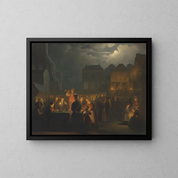 Na targu - Petrus van Schendel — oprawiony obraz na ścianie