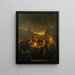 Le Noordermarkt de nuit à Amsterdam - Petrus van Schendel — oprawiony obraz na ścianie