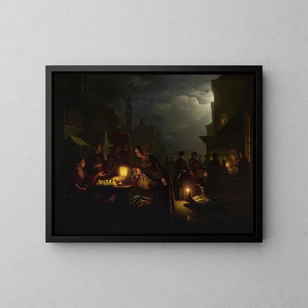 Le marché aux chandelles - Petrus van Schendel — oprawiony obraz na ścianie