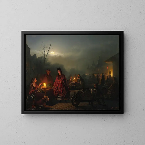 Le marché nocturne - Petrus van Schendel — oprawiony obraz na ścianie