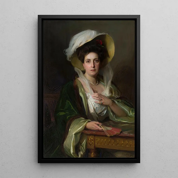 Portret damy z dużym kapeluszem - Philip Alexius de László — oprawiony obraz na ścianie