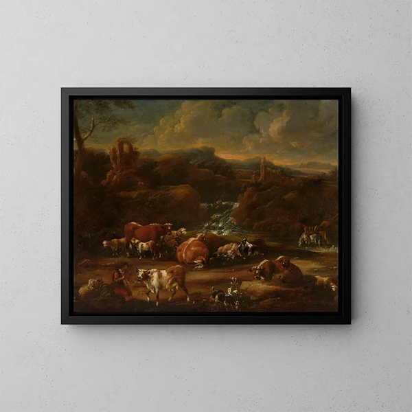 Troupeau dans les montagnes - Philipp Peter Roos — oprawiony obraz na ścianie