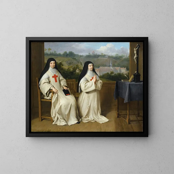 Portret matki Agnès i siostry Angélique z opactwa Port-Royal-des-Champs - Philippe de Champaigne — oprawiony obraz na ścianie