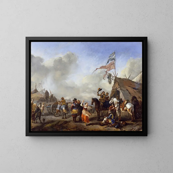 Scena z obozu - Philips Wouwerman — oprawiony obraz na ścianie