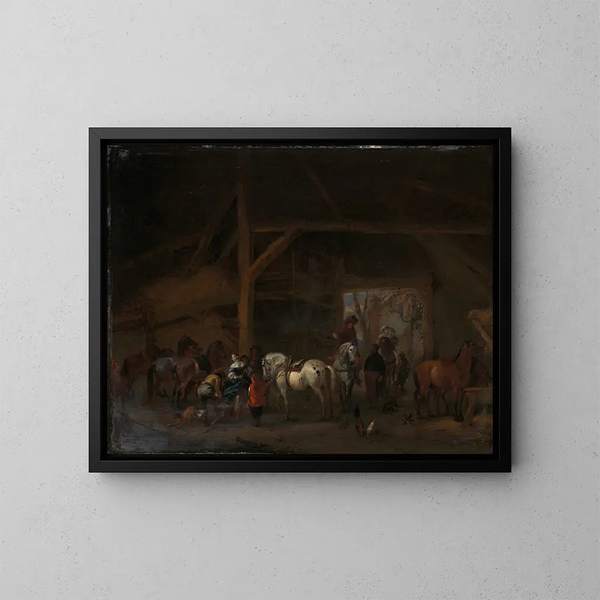 Stajnia - Philips Wouwerman — oprawiony obraz na ścianie