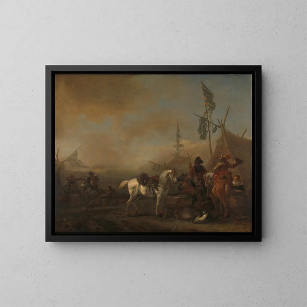 Un camp militaire - Philips Wouwerman — oprawiony obraz na ścianie