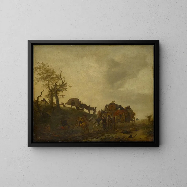 Atak na podróżnych - Philips Wouwerman — oprawiony obraz na ścianie