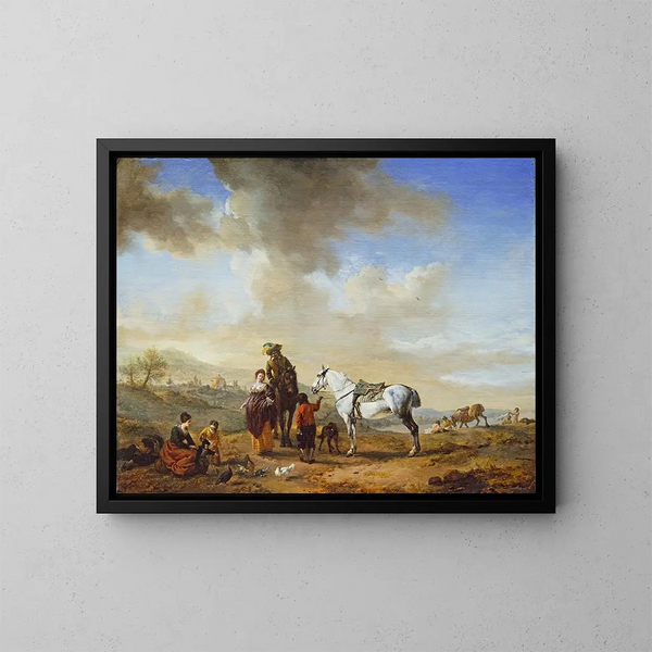 Nad brzegiem rzeki - Philips Wouwerman — oprawiony obraz na ścianie