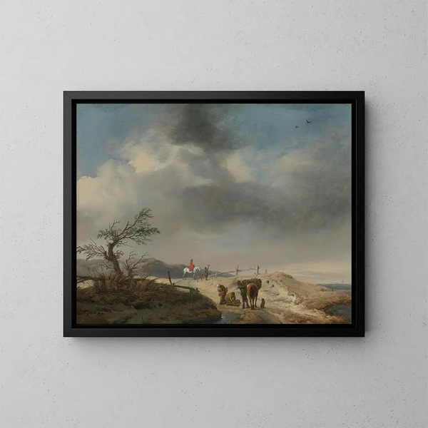 Krajobraz wydm z postaciami - Philips Wouwerman — oprawiony obraz na ścianie