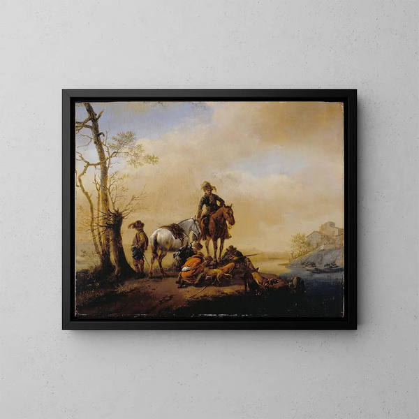 Zatrzymanie sportowców - Philips Wouwerman — oprawiony obraz na ścianie