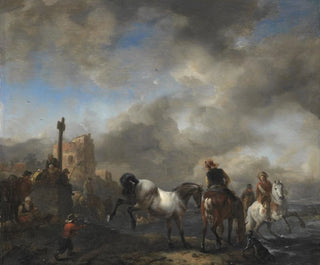 Philips Wouwerman - Horsepond near a Boundary Stone.webp