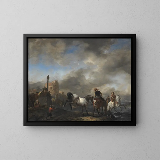 Philips Wouwerman - Horsepond near a Boundary Stone.webp