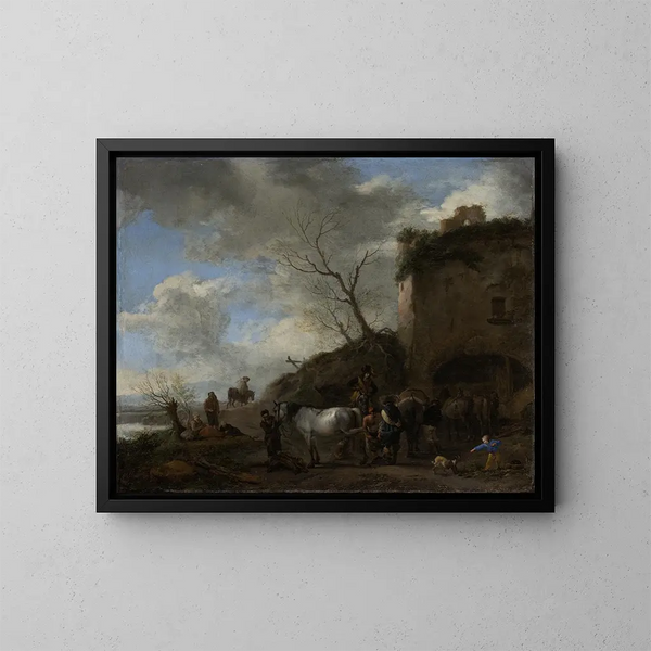 Kawalerzyści u kowala - Philips Wouwerman — oprawiony obraz na ścianie