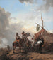 Żołnierze świętujący z służącą przed namiotem - Philips Wouwerman — widok dzieła