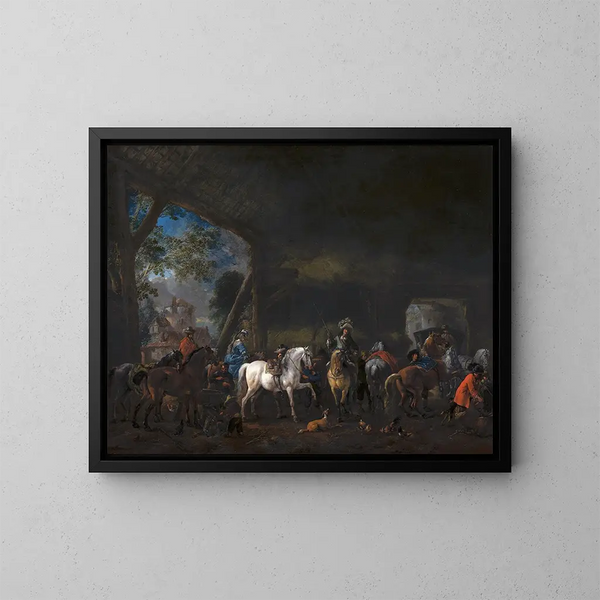 L'Arrivée à l'étable - Philips Wouwerman — oprawiony obraz na ścianie