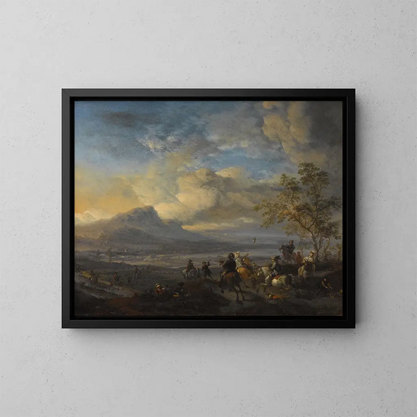 La chasse au faucon - Philips Wouwerman — oprawiony obraz na ścianie