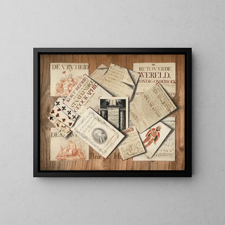 Piere De Hoop - Trompe lil of a frontispiece of the Bible scores and playing cards.webp