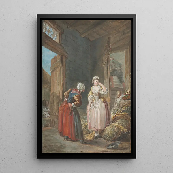 Les Amants surpris - Pierre-Antoine Baudouin — oprawiony obraz na ścianie