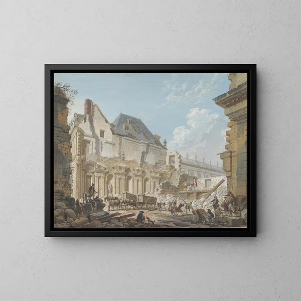 Rozbiórka starego holu w Palais-Royal w Paryżu - Pierre-Antoine Demachy — oprawiony obraz na ścianie