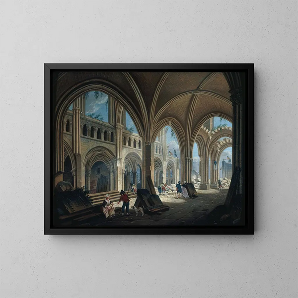 Rozbiórki kościoła Saint-Jean-en-Grève w 1800 roku - Pierre-Antoine Demachy — oprawiony obraz na ścianie