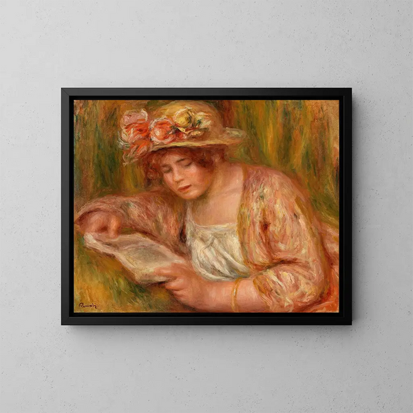 Andre w kapeluszu czytający - Pierre-Auguste Renoir — oprawiony obraz na ścianie