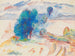 Drzew na brzegu wody i żaglowiec - Pierre-Auguste Renoir — widok dzieła