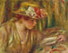 Buste kobiety w kapeluszu czytającej z głową zwróconą w prawo - Pierre-Auguste Renoir — widok dzieła