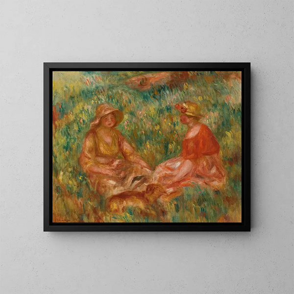 Dwie kobiety na trawie - Pierre-Auguste Renoir — oprawiony obraz na ścianie