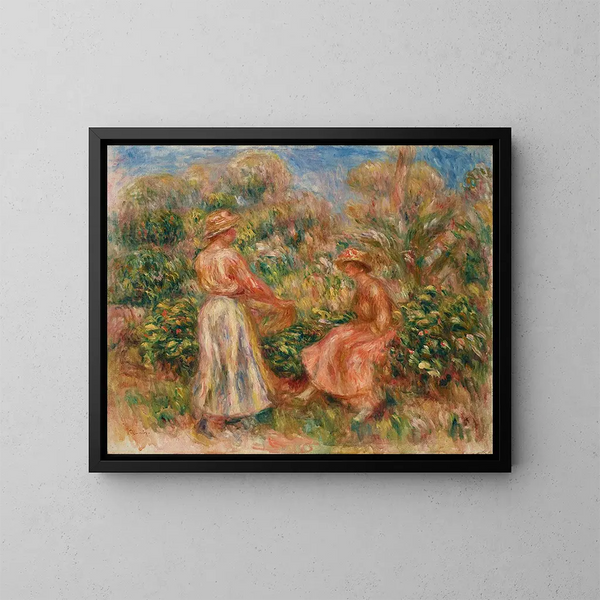 Dwie kobiety w ogrodzie w Cagnes - Pierre-Auguste Renoir — oprawiony obraz na ścianie
