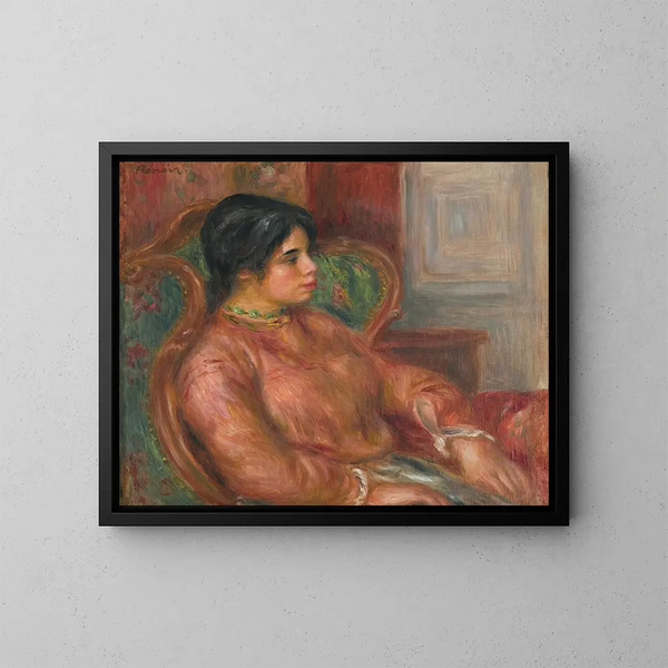 Kobieta na zielonym fotelu - Pierre-Auguste Renoir — oprawiony obraz na ścianie