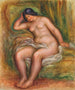 Kobieta naga siedząca oparta o zielony poduszkę Nagie siedzące - Pierre-Auguste Renoir — widok dzieła