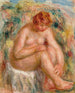 Kobieta naga siedząca pod kątem trzech czwartych, kąpiąca się - Pierre-Auguste Renoir — widok dzieła