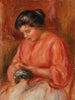 Girl Darning Femme reprisant - Pierre-Auguste Renoir — widok dzieła