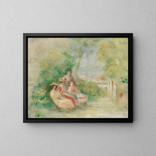 Młode kobiety w ogrodzie - Pierre-Auguste Renoir — oprawiony obraz na ścianie