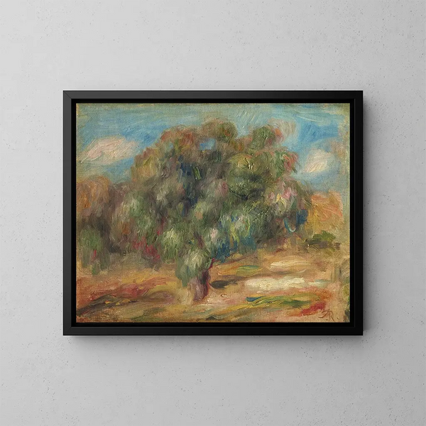pejzaż z kobietą ogrodniczką - Pierre-Auguste Renoir — oprawiony obraz na ścianie