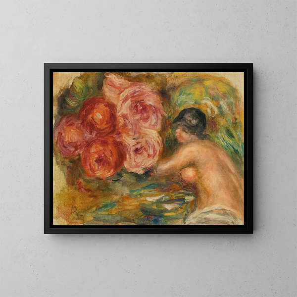 Róże i studium Gabrielle - Pierre-Auguste Renoir — oprawiony obraz na ścianie