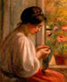 Krawcowa przy oknie - Pierre-Auguste Renoir — widok dzieła