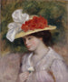 Kobieta w kwiecistym kapeluszu - Pierre-Auguste Renoir — widok dzieła
