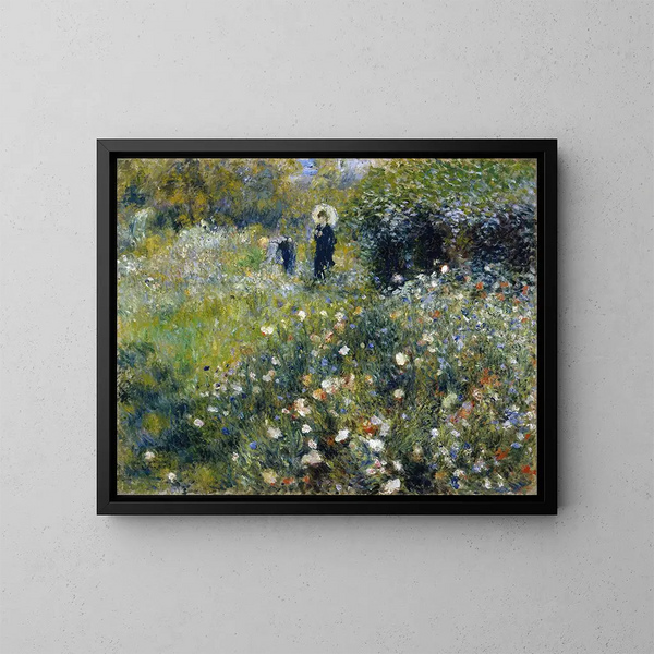 Kobieta z parasolką w ogrodzie - Pierre-Auguste Renoir — oprawiony obraz na ścianie