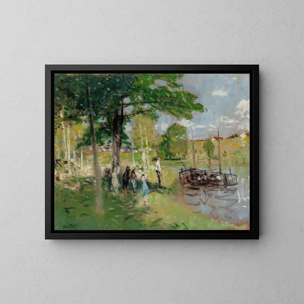 Péniches à Saint-Mammes - Pierre-Eugène Montzin — oprawiony obraz na ścianie