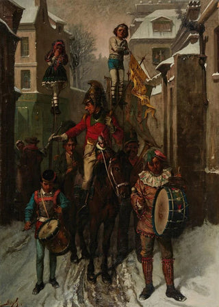 PierreMarie Beyle - The Circus Coming Into Town On A Snowy Evening.webp