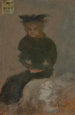 Kobieta siedząca w czarnym kapeluszu - Pierre Bonnard — widok dzieła