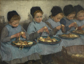 Pierre Jacques Dierckx - Weesmeisjes schillen aardappelen.webp