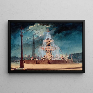 Pierre Manguin - Vue de nuit dune fontaine dcore place de la Concorde sous le Second Empire.webp