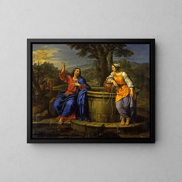 Le Christ et la femme de Samarie - Pierre Mignard — oprawiony obraz na ścianie