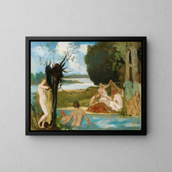 szkic na lato: Kąpiel - Pierre Puvis de Chavannes — oprawiony obraz na ścianie