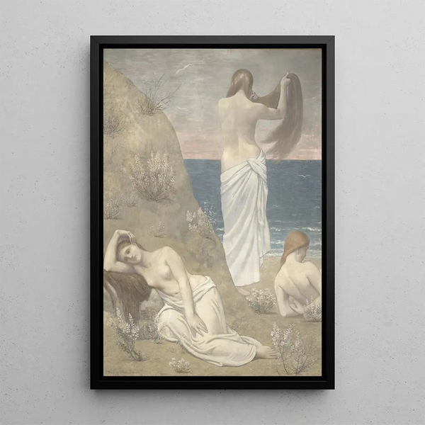 Młode dziewczyny nad brzegiem morza - Pierre Puvis de Chavannes — oprawiony obraz na ścianie