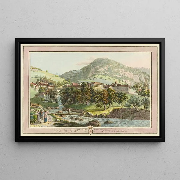 Pierre Samuel Louis Joyeux - Le Village de Montreux dessine depuis Crin.webp