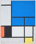 Kompozycja z dużym niebieskim, czerwonym, czarnym, żółtym i szarym samolotem - Piet Mondrian — widok dzieła
